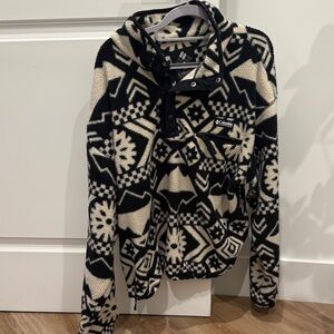 Columbia Black and Cream Geometric Fleece Jacket